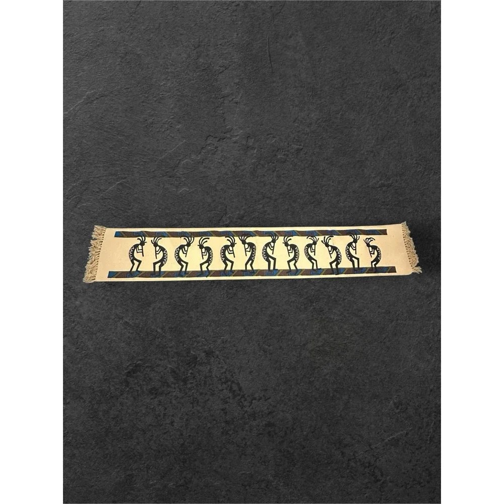 El Paso Saddleblanket Co Table Runner Kokopelli 72x13 Beige Cotton EUC